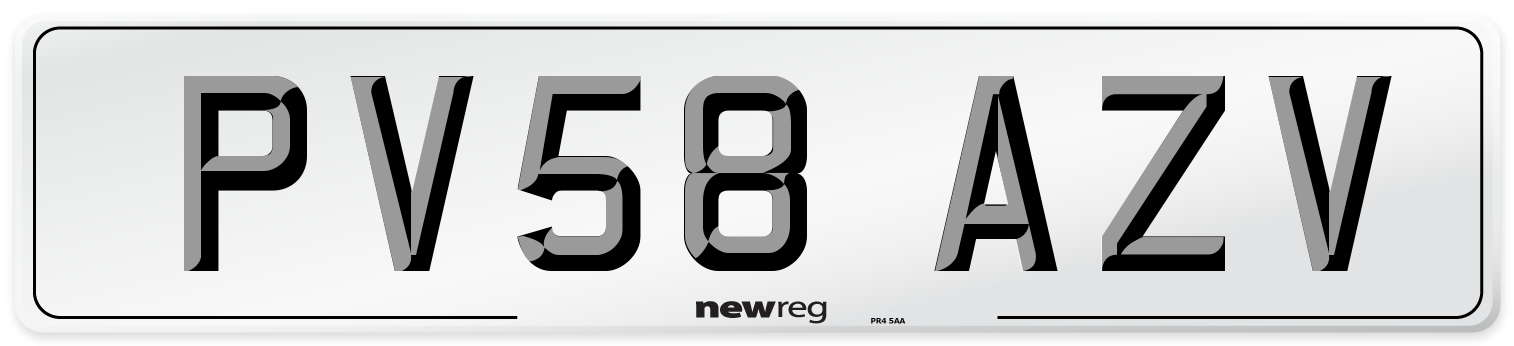 PV58 AZV Number Plate from New Reg